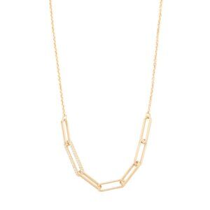 NWT Italian Paperclip Necklace 18kt Gold Plated Sterling Silver Rolo T-bar Link